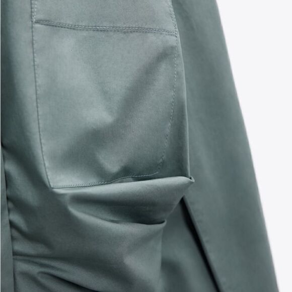 Zara Premium Edition Fitted Shirt Blouse New Green Blue - Picture 3 of 8